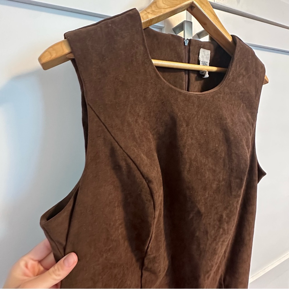 VTG Chocolate Brown Faux Suede Shift Dress